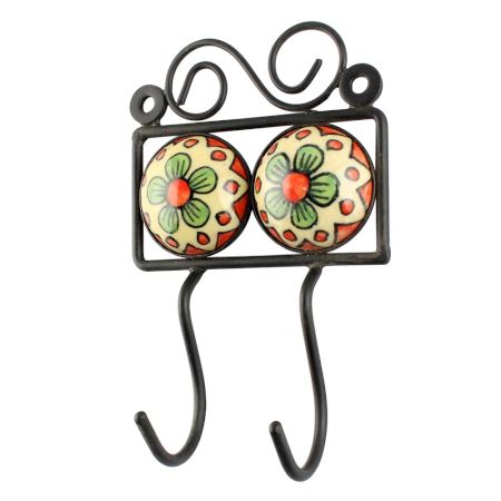 Mustard Ceramic Floral Tile Hook
